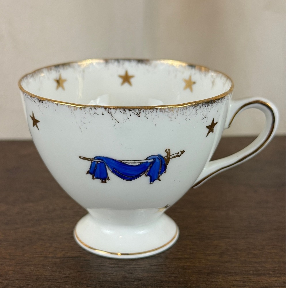 Vintage Piccadilly Bone China Masonic Eastern Star Footed Pedestal Teacup 2 3/4"